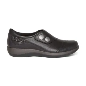 Aetrex Women's Karina Monk Strap Shoes- Black