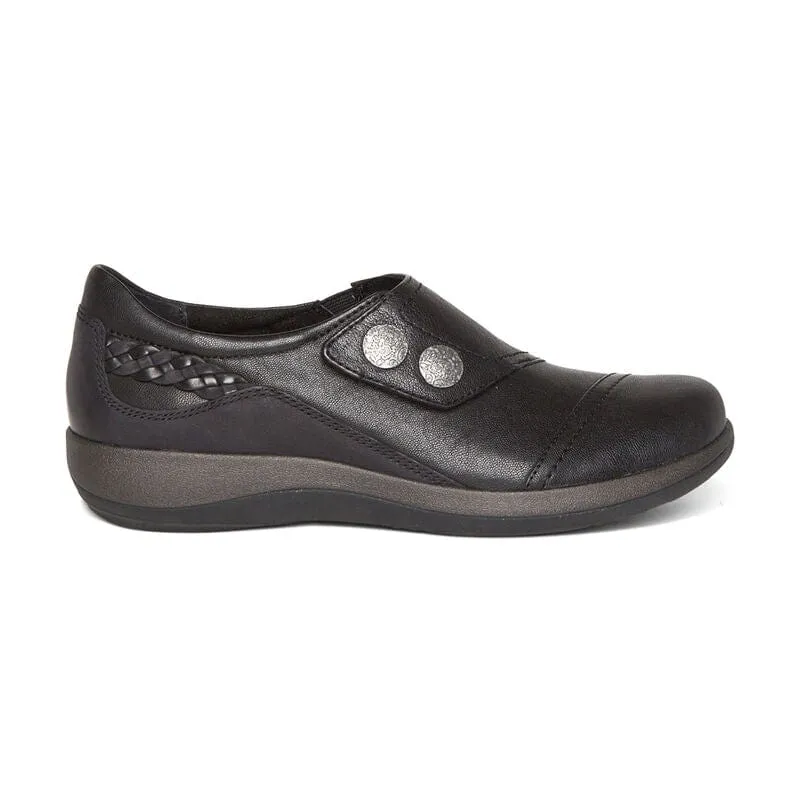 Aetrex Women's Karina Monk Strap Shoes- Black
