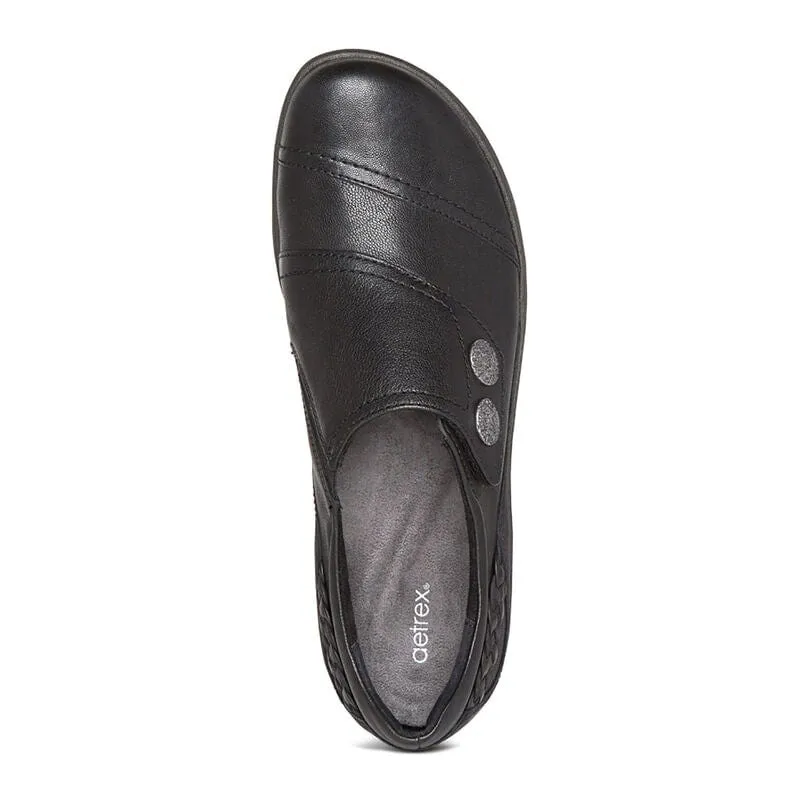 Aetrex Women's Karina Monk Strap Shoes- Black