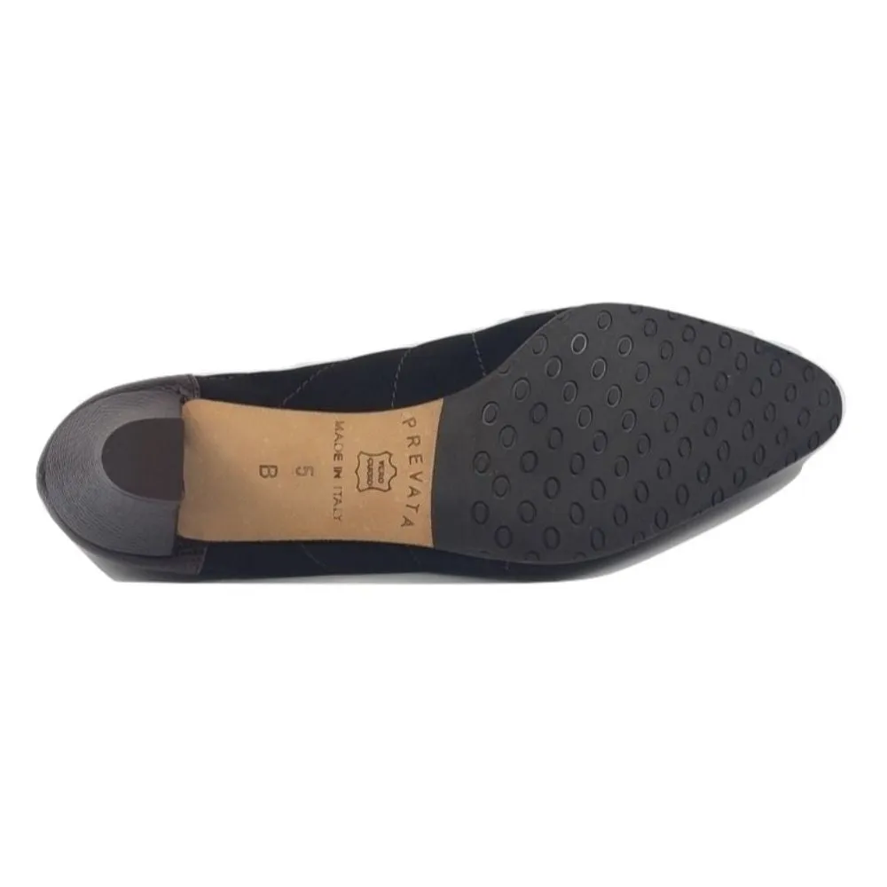 Alto Karung Calf Chocolate Leather and Fabric Prevata Pumps