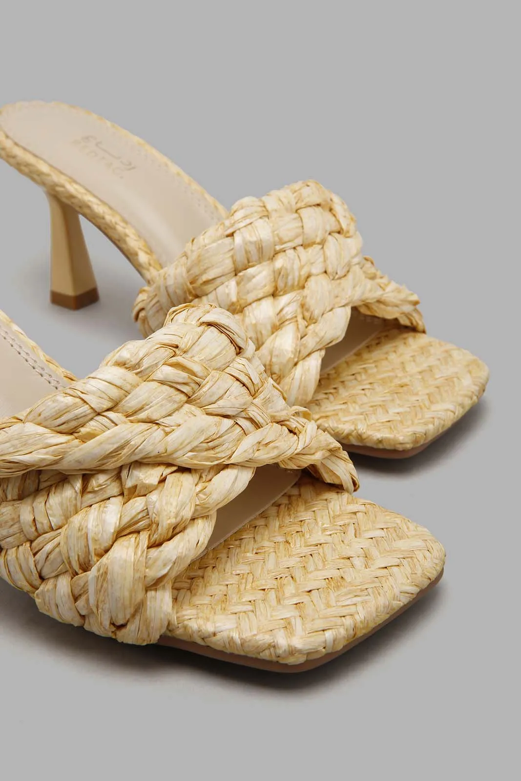Beige Woven Mule