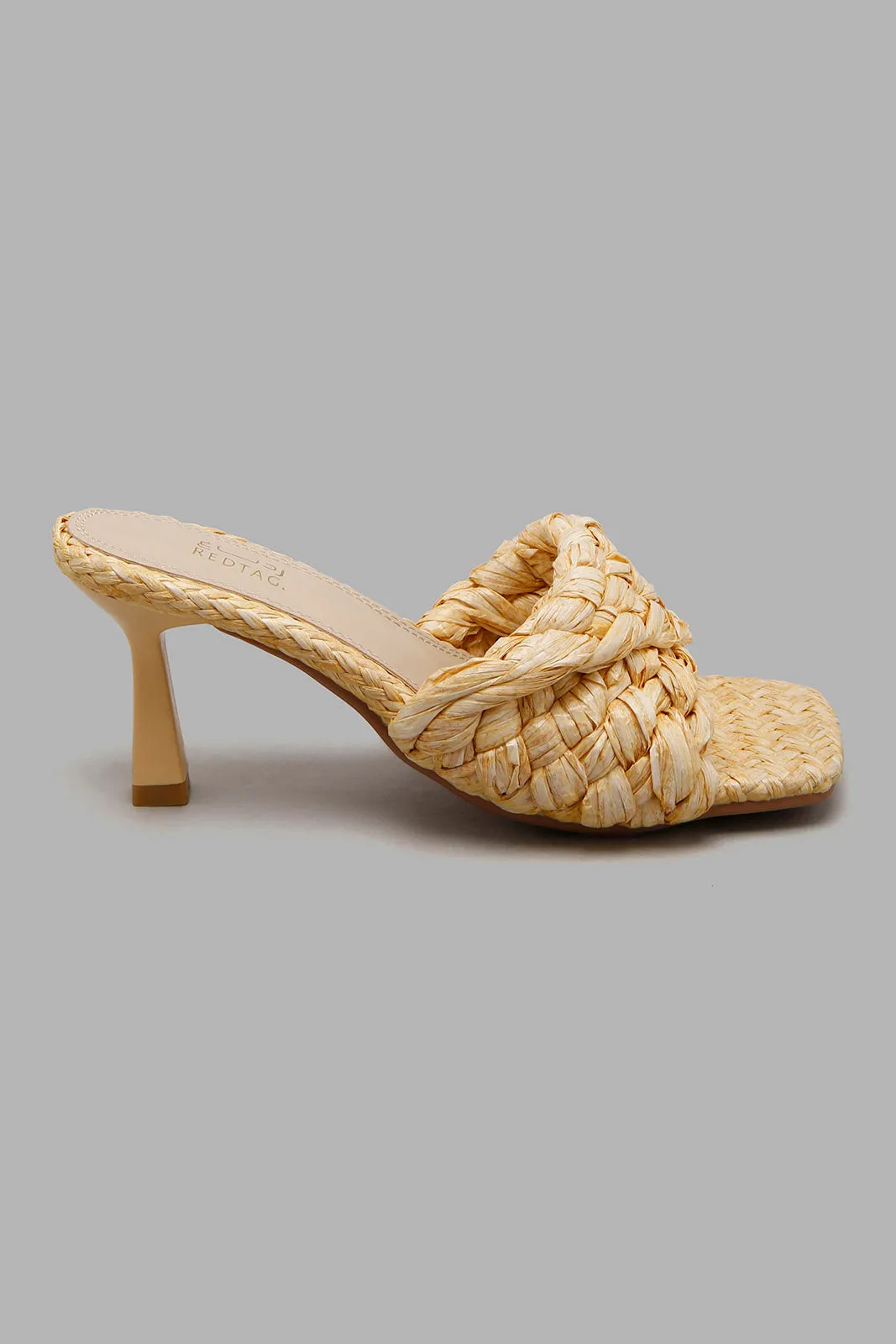 Beige Woven Mule