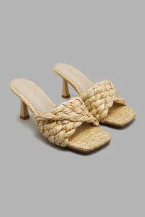 Beige Woven Mule