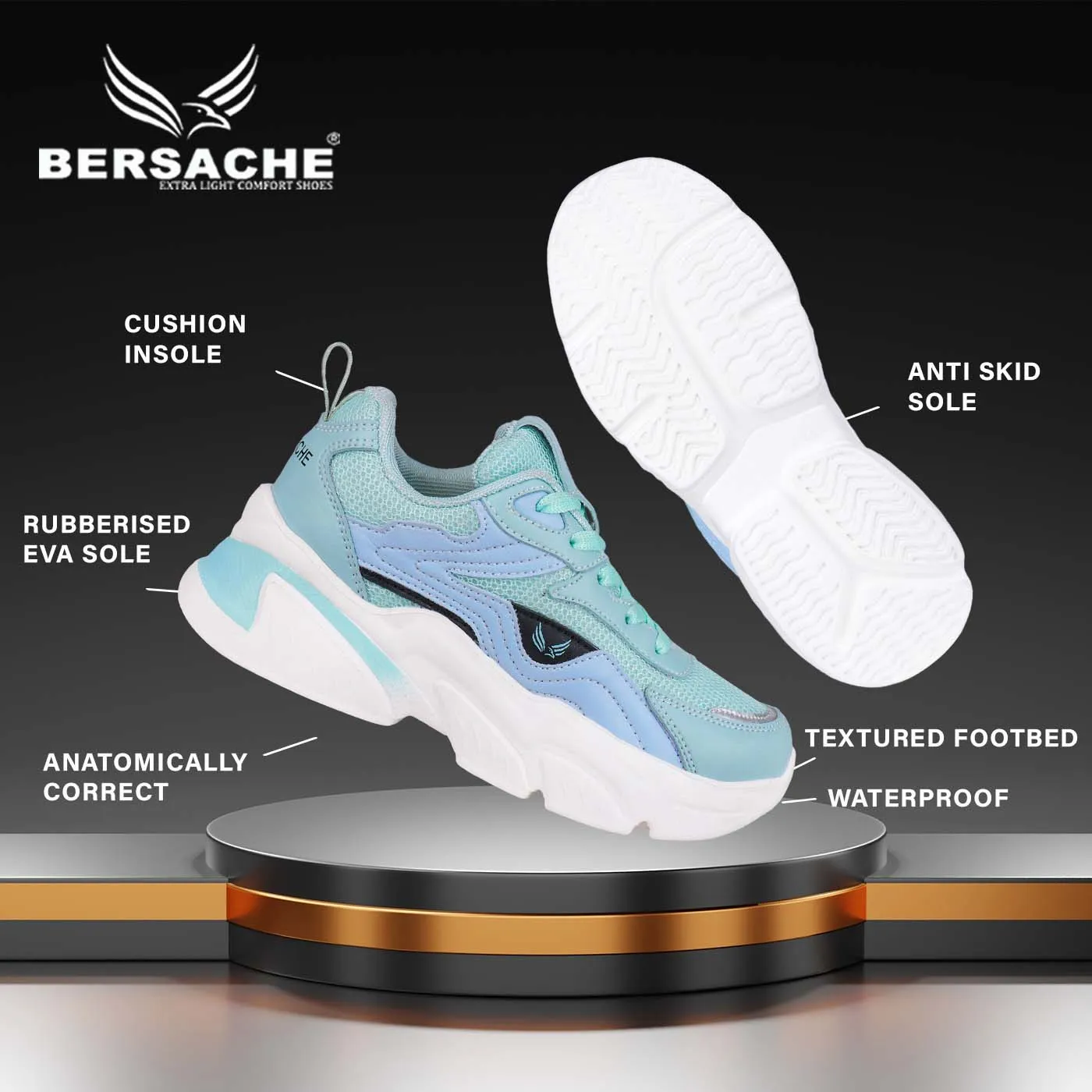 Besache Sneaker, Loafers ,Casual With Extra Comfort Sneakers For Women (Blue-9130)