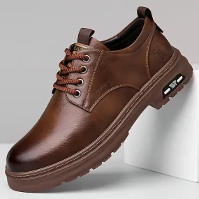 Classic Derby Boots for Men - Premium Split Leather Upper, Timeless Solid Color, Anti-Slip Rubber Sole, Comfortable Plain Toe Design - Durable & Versatile Footwear for Business or Casual Wear