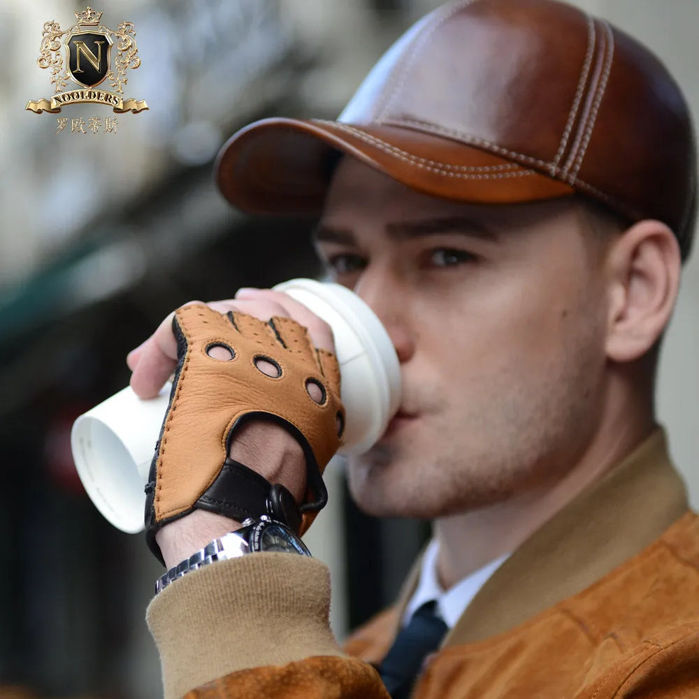 CLassic men's fingerless deerskin driving leather gloves M-51