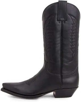 Cowboy Boots Men Boots Pointed Toe Vintage Square Toe Chunky Block Heel Pointed Mid-Calf Leather Western Boots