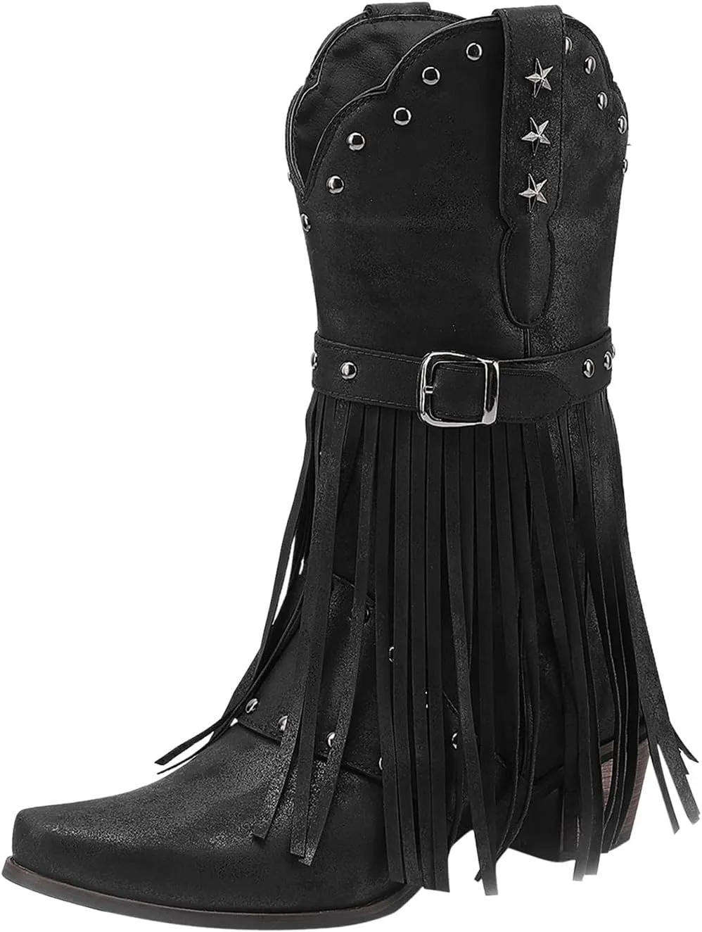 Cowboy Boots Short Boots Cowgirl Boots Low Heel Boots Western Pointed Toe Low Chunky Heel Tassel Booties Ladies Shoes