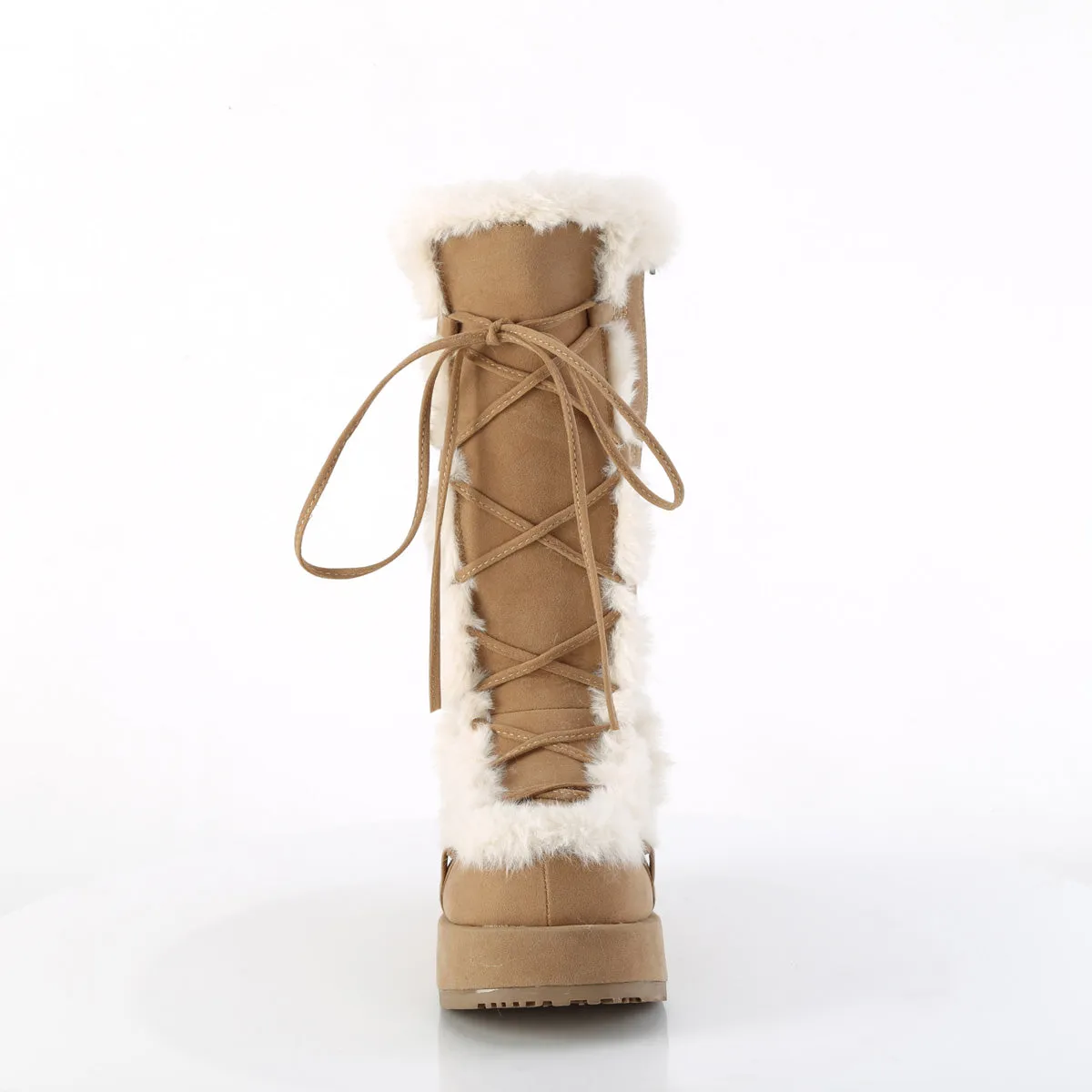 CUBBY-311 Demoniacult Alternative Footwear Women's Tan Calf Highs