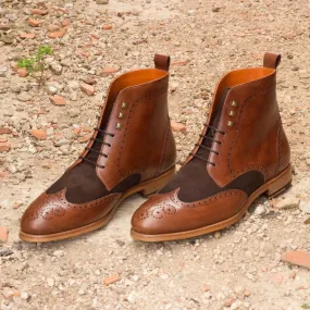 DapperFam Valiant in Med Brown / Brown Men's Italian Leather & Italian Suede Military Brogue
