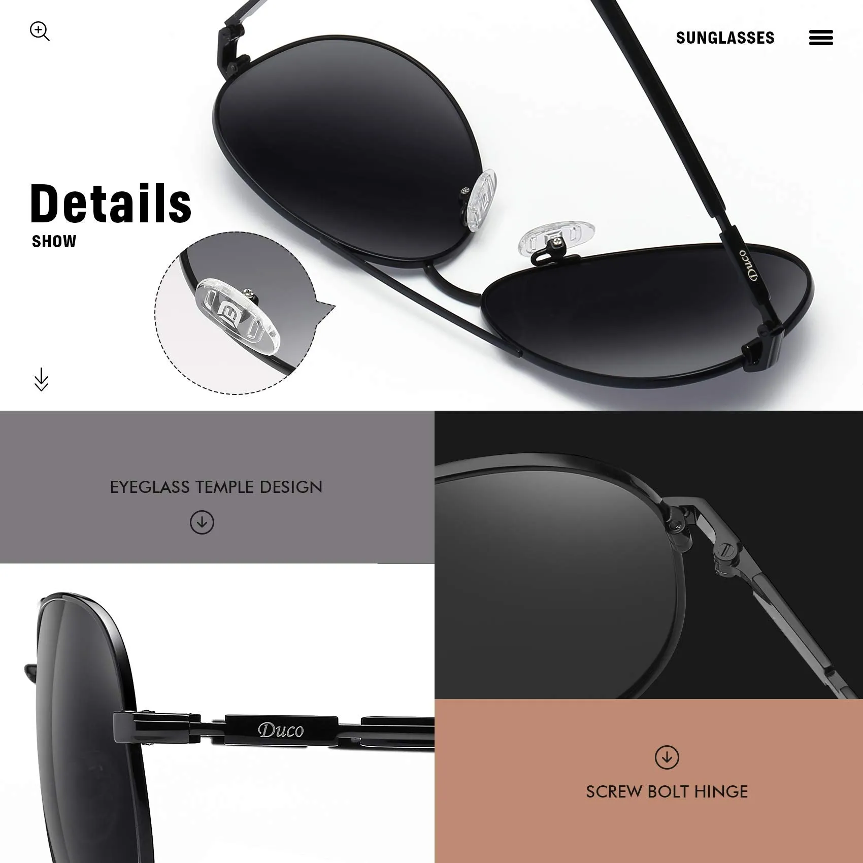DUCO  Polarized Sunglasses for Men and Women 3025K