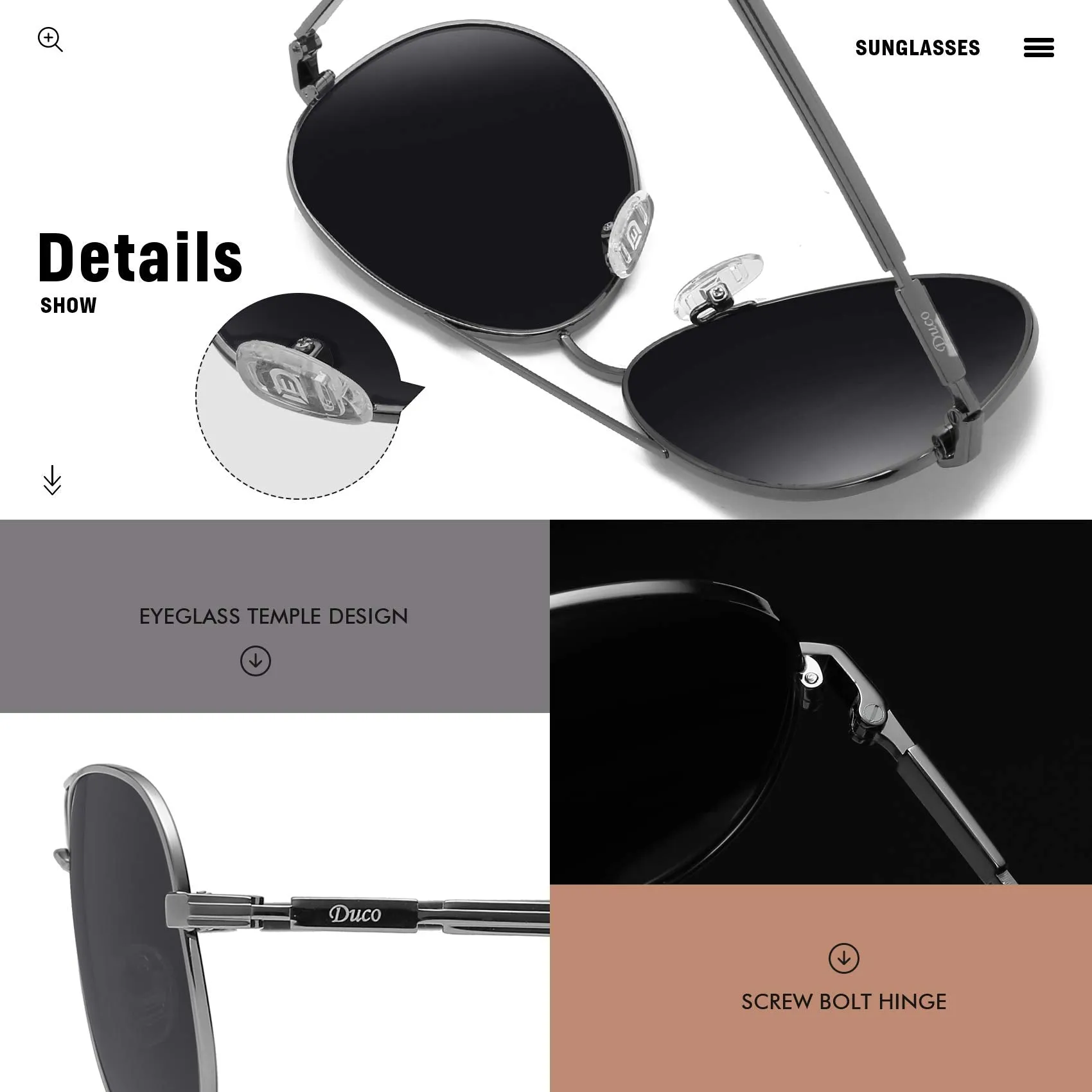 DUCO  Polarized Sunglasses for Men and Women 3025K