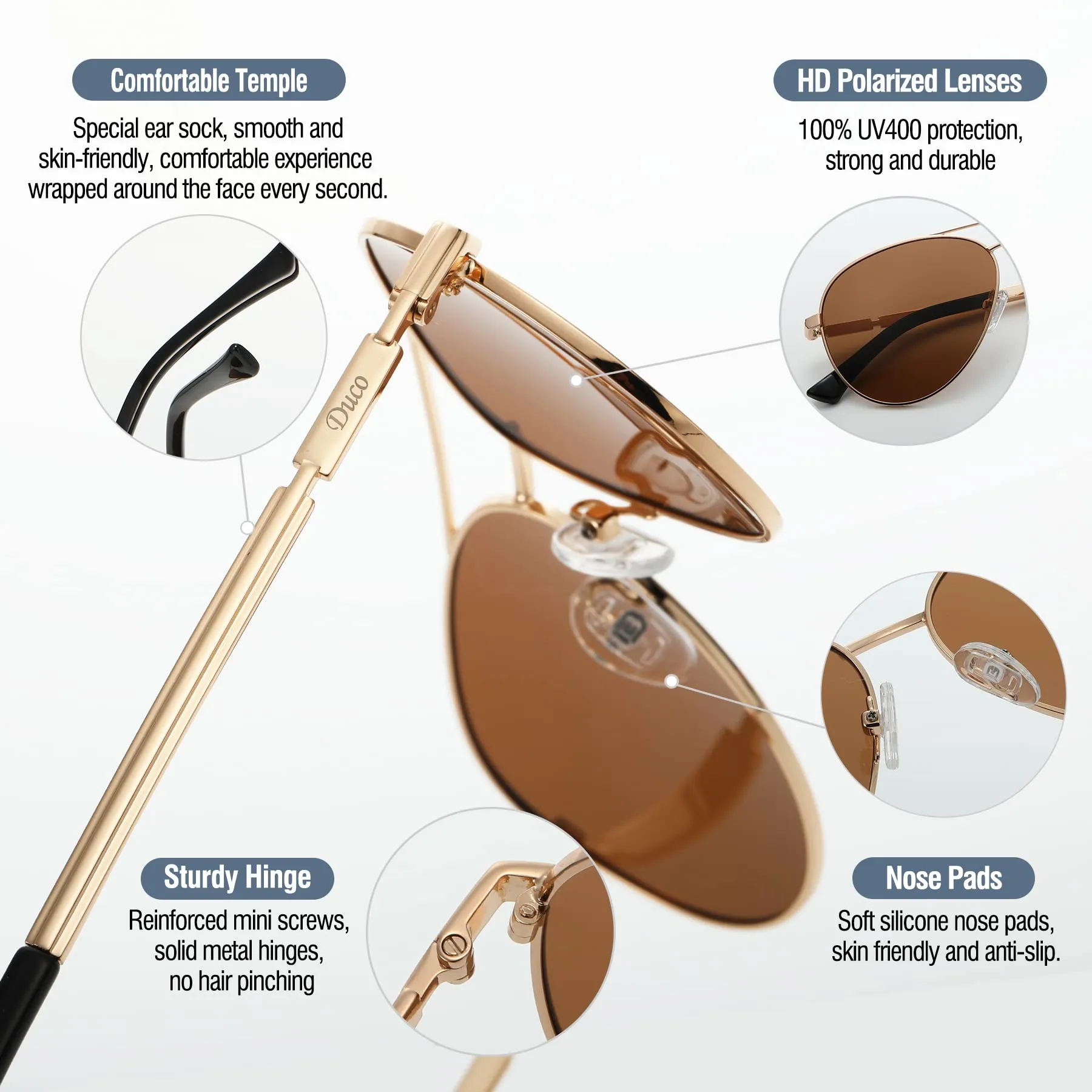 DUCO  Polarized Sunglasses for Men and Women 3025K