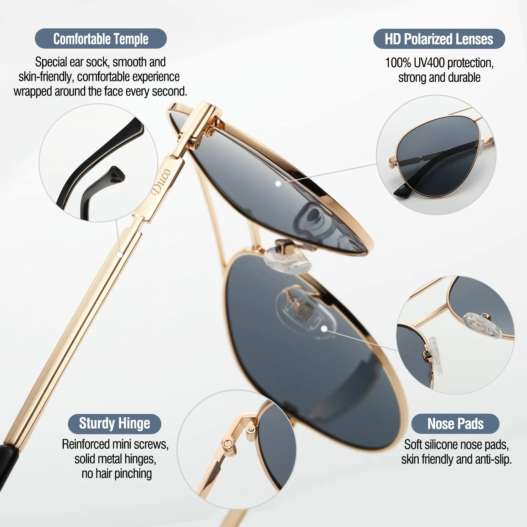 DUCO  Polarized Sunglasses for Men and Women 3025K