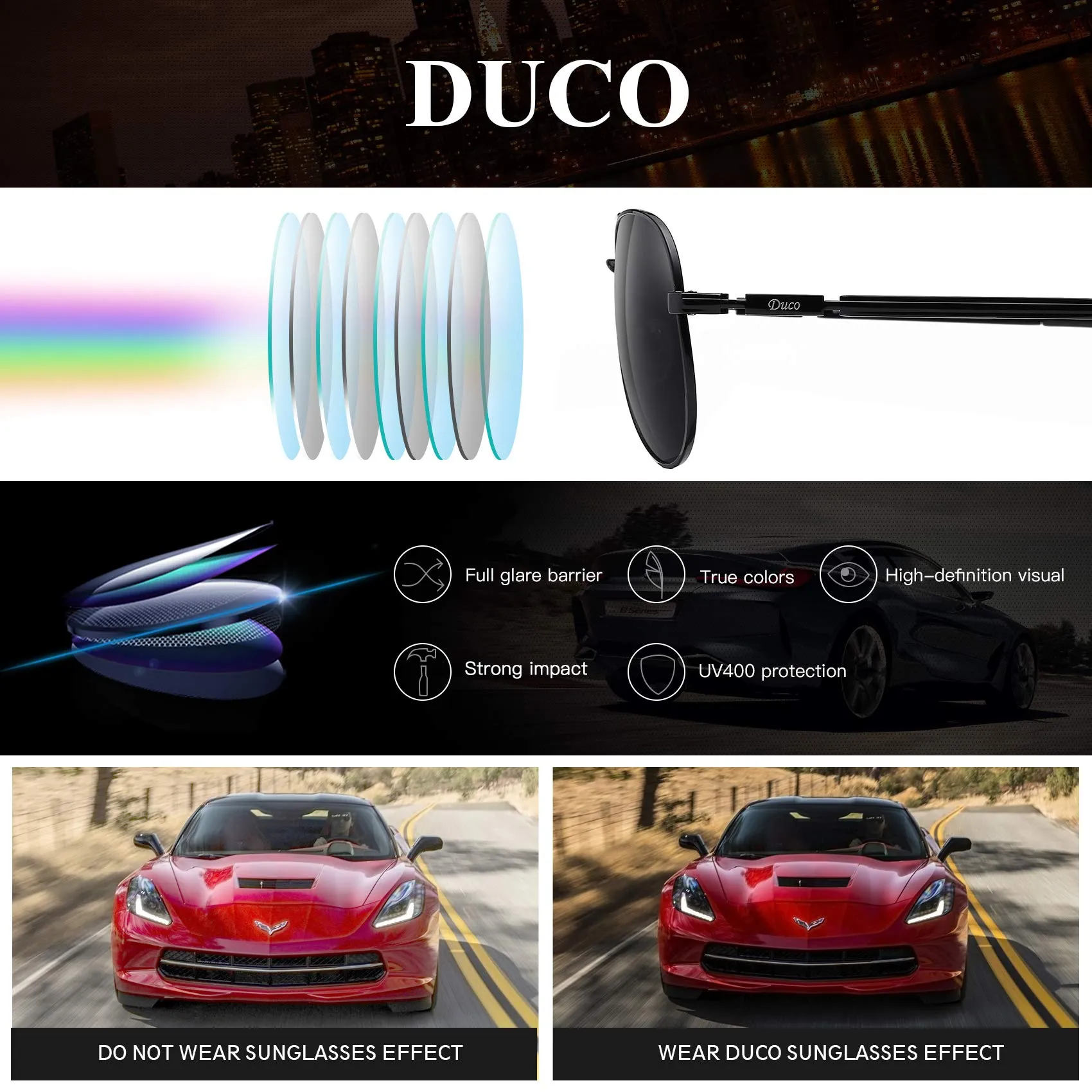 DUCO  Polarized Sunglasses for Men and Women 3025K