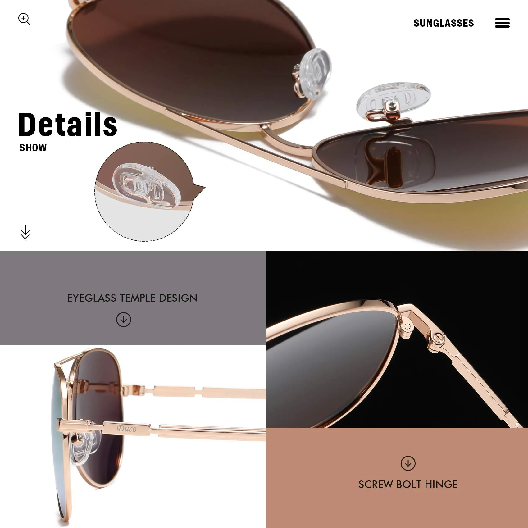 DUCO  Polarized Sunglasses for Men and Women 3025K