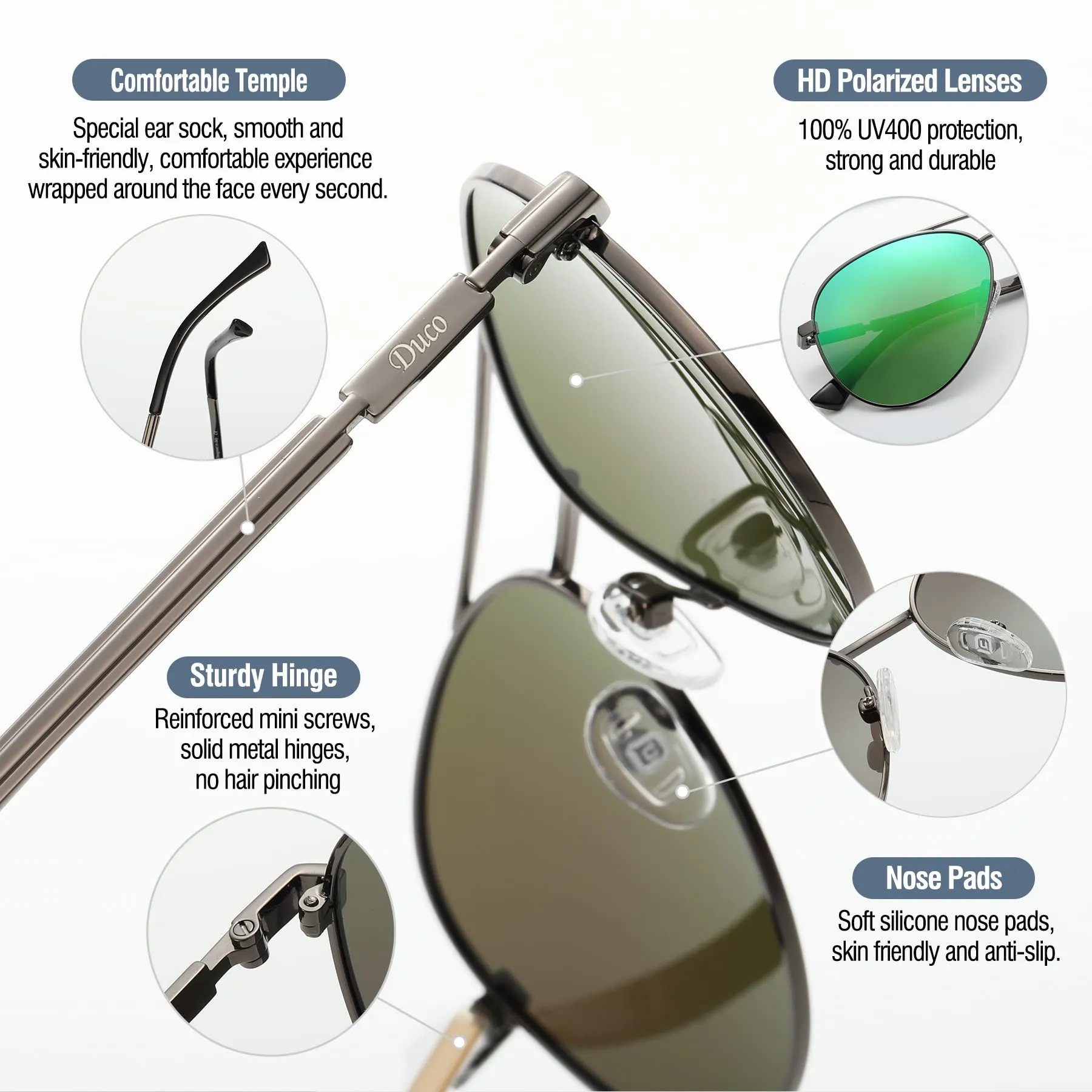 DUCO  Polarized Sunglasses for Men and Women 3025K