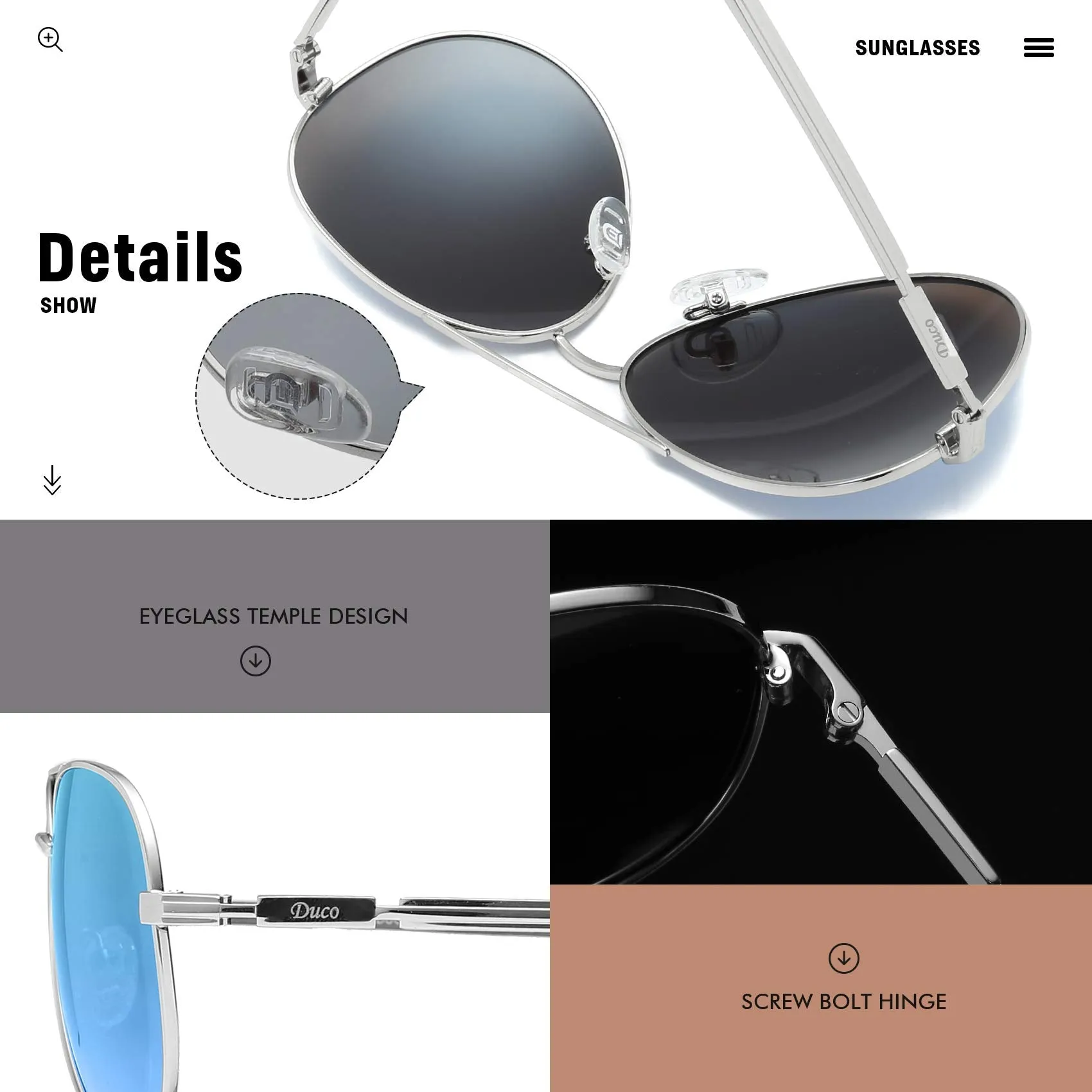 DUCO  Polarized Sunglasses for Men and Women 3025K