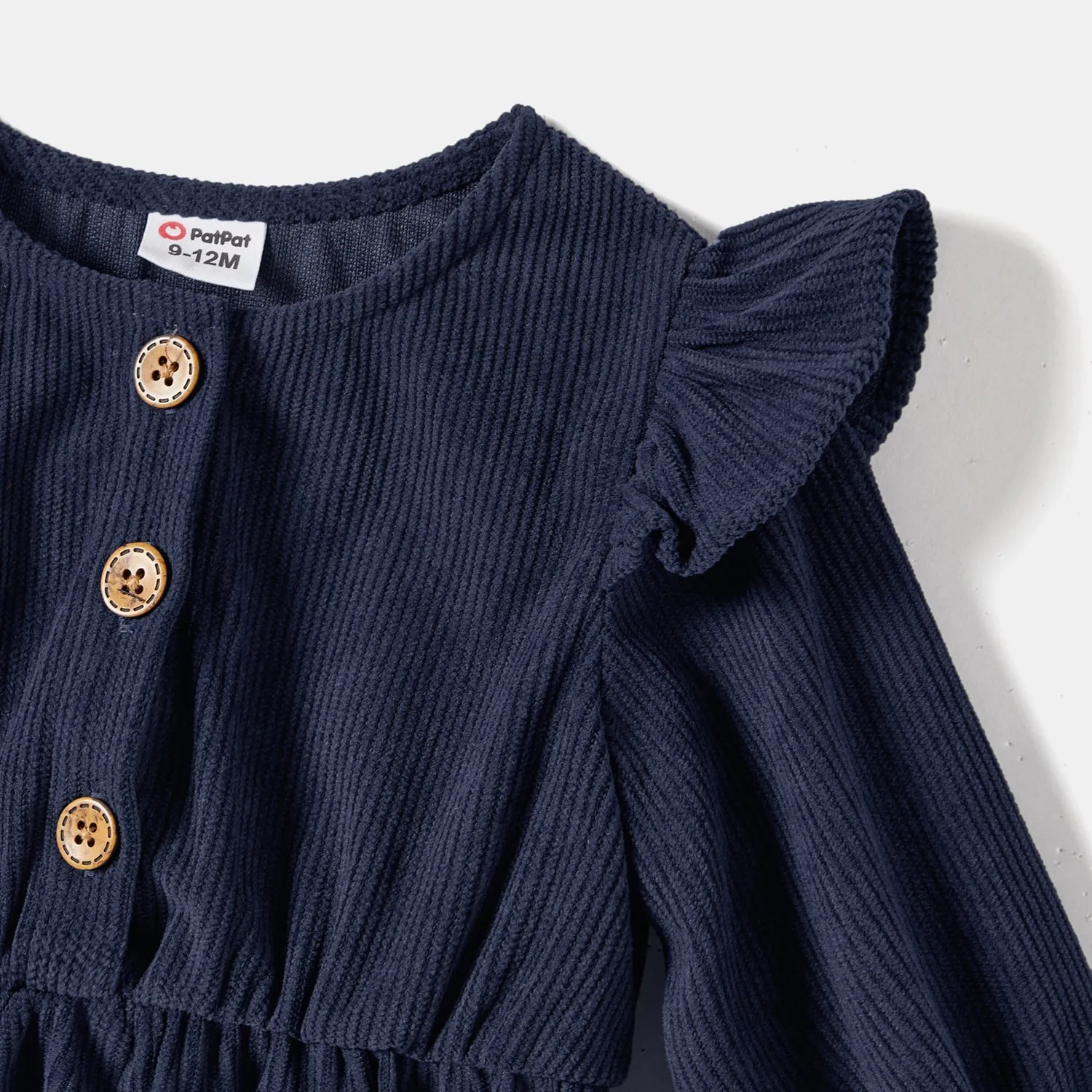 Family Matching Cotton Ribbed Long-sleeve Colorblock Dresses and Striped Tops Sets