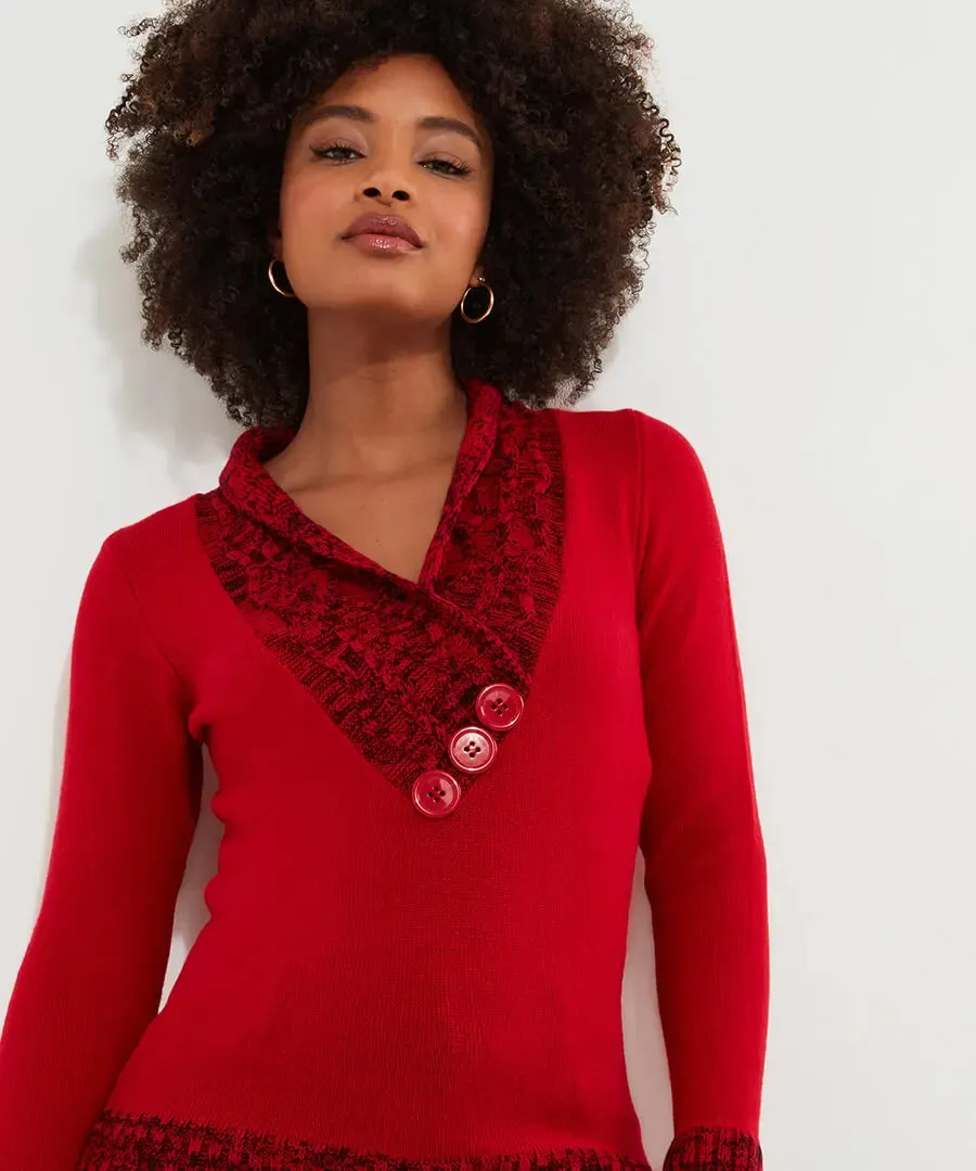 Joe Browns 18 Red Curiously Cosy Knit Jumper