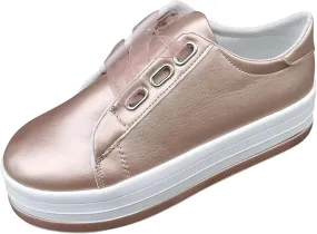 Ladmiple Womens Shoes Dressy Casual Loafers Lace Up Leather Sneaker Fashion Comfortable Slip On Platform Walking Shoes