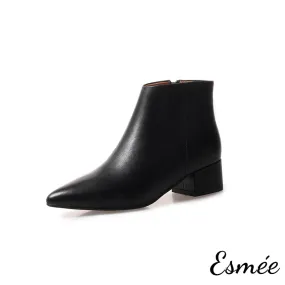 Leather Ankle Boots with Pointed Toe Design