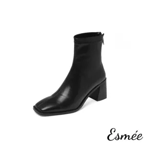 Leather High Heel Ankle Boots