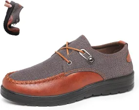 Men's Canvas Lace-up Sneakers Loafers,Fashion Casual Slip-on Soft Sole Walking Boat Shoes,Comfort Non-Slip Dad Work Shoes