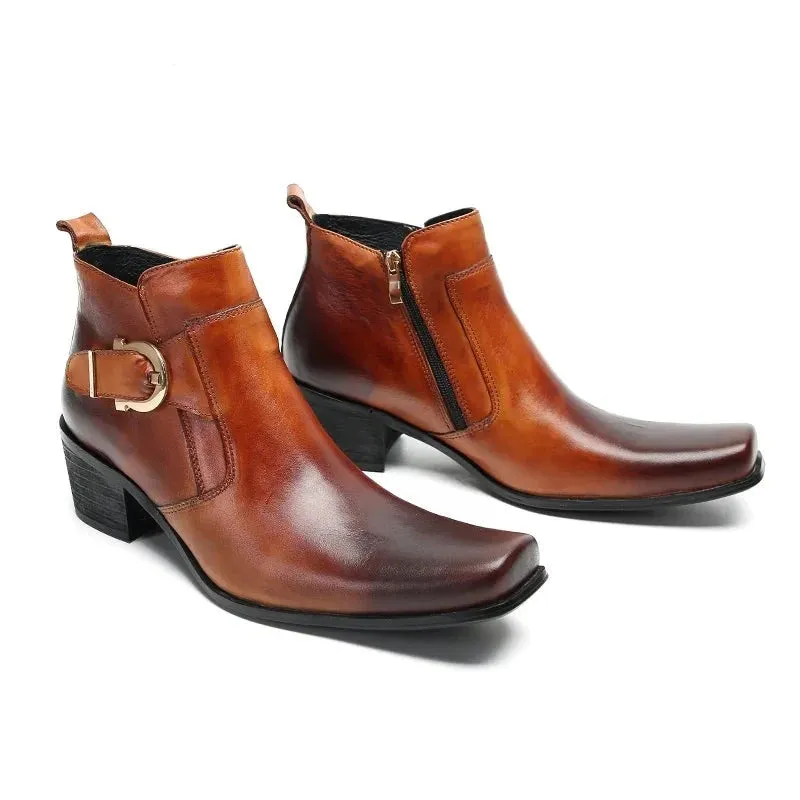 Metal Buckle Ankle Boots
