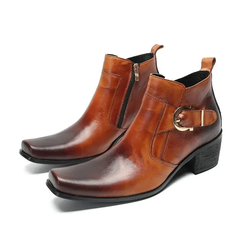 Metal Buckle Ankle Boots