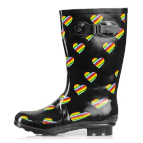 NORTY Womens 6-11 Rainbow Heart 11 Rain Boots 16812