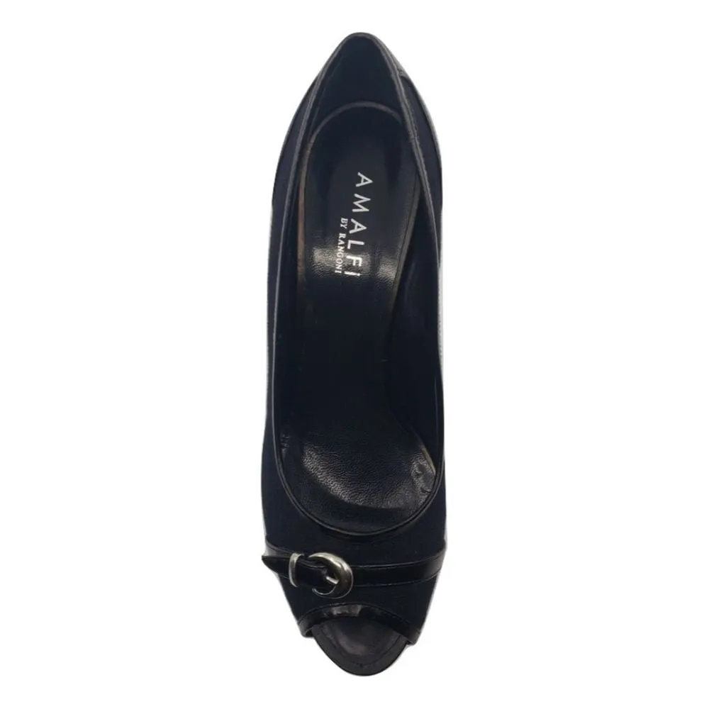 Onello Tes Black Linen and Leather Amalfi Pumps