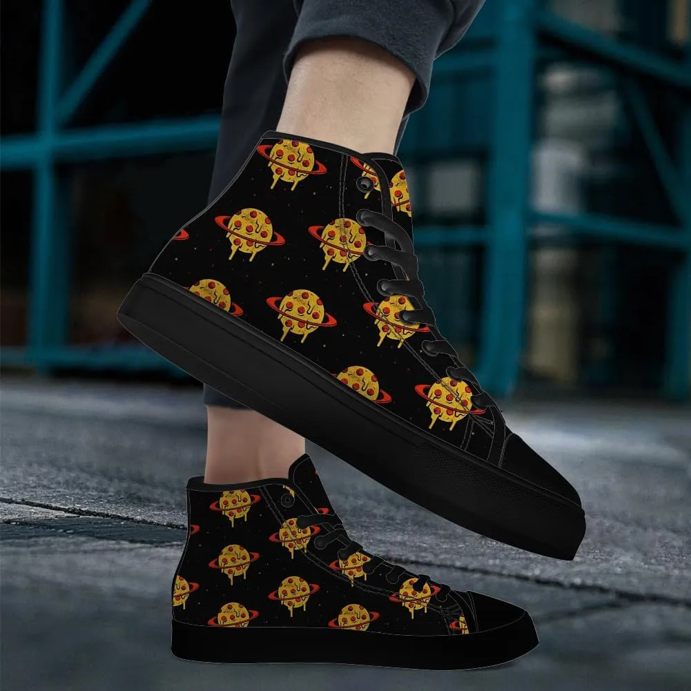 Pizza Shoes for Men Women Funny Food High Top Canvas Sneakers Lace Up Casual Walking Shoes Gifts for Dad Mom