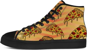 Pizza Shoes for Men Women Funny Food High Top Canvas Sneakers Lace Up Casual Walking Shoes Gifts for Dad Mom