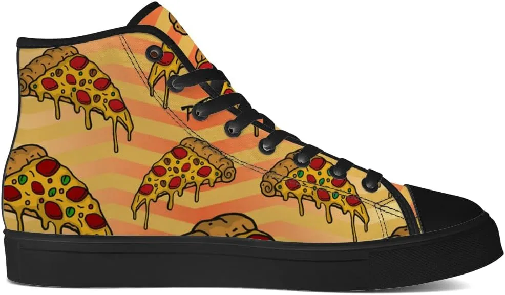 Pizza Shoes for Men Women Funny Food High Top Canvas Sneakers Lace Up Casual Walking Shoes Gifts for Dad Mom