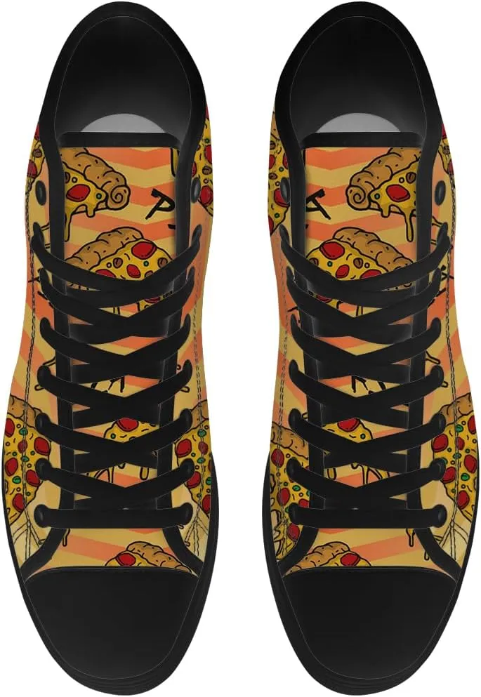 Pizza Shoes for Men Women Funny Food High Top Canvas Sneakers Lace Up Casual Walking Shoes Gifts for Dad Mom