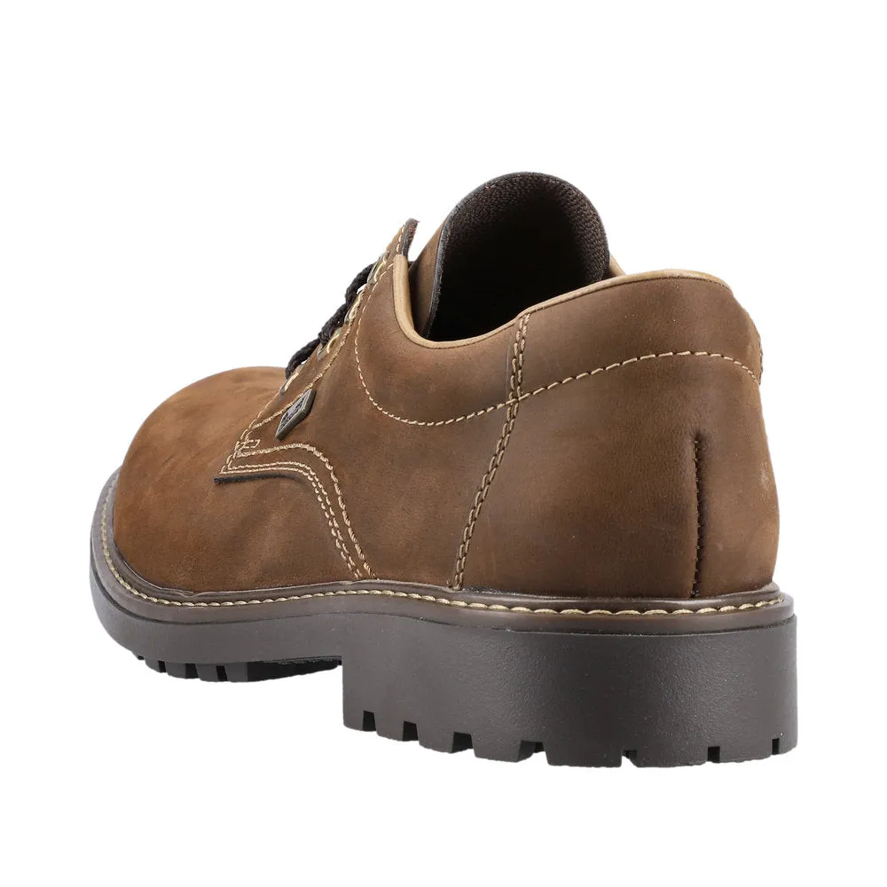 Rieker B4610-22 Mens Brown Wax Leather Water Resistant Lace Up Shoes