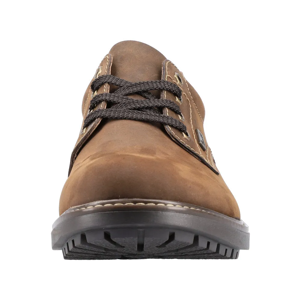 Rieker B4610-22 Mens Brown Wax Leather Water Resistant Lace Up Shoes