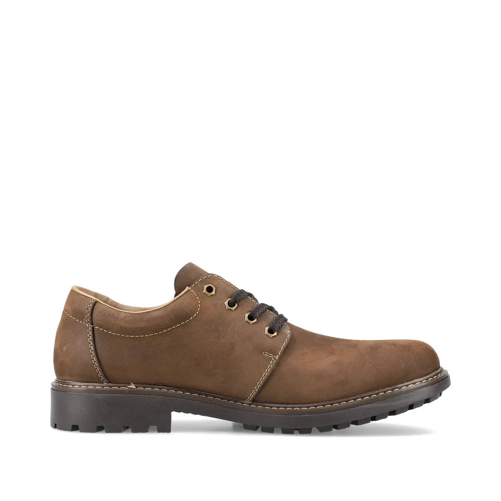 Rieker B4610-22 Mens Brown Wax Leather Water Resistant Lace Up Shoes