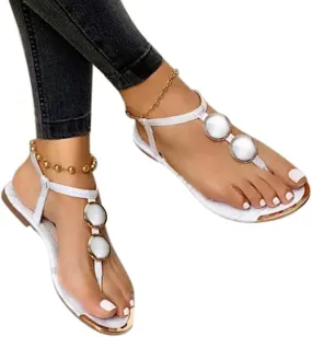 Sandals for Women Orthotic Arch Support Lightweight Yoga Mat Thong Flat Soft Bottom Flip Flops Breathable Slippers Slides Clip Quick Drying Cushion Shoes for arch field Ring Leather G99-White