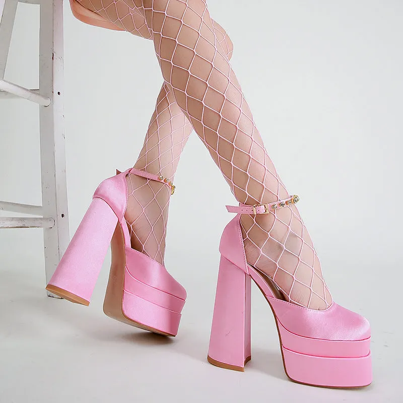Silk Satin Diamond 6 inch heel in stock