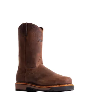 Silverado Mens 10in Pull-On USA Steel Toe Brown Leather Work Boots