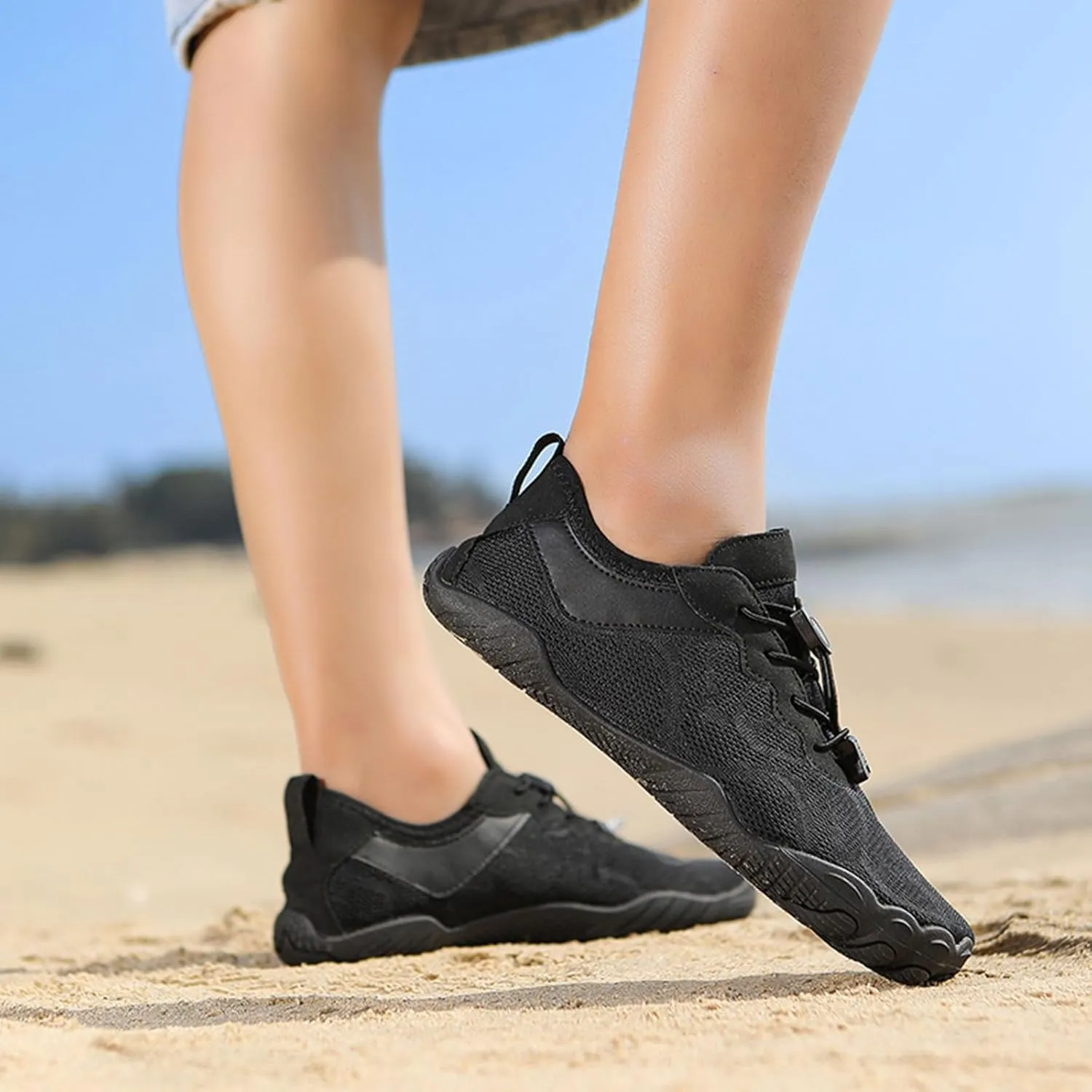 Smoneyful Womens Barefoot Wide Toe Box Breathable Healthy Non Slip Zero Drop Water Beach Walking Hiking Sneakers Footwear