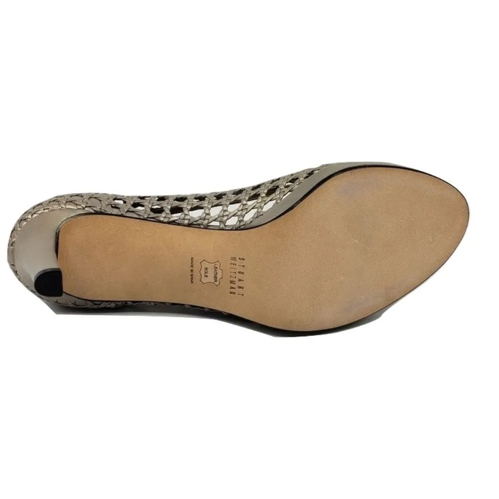 Stuart Weitzman Womens Plainweave Gypsum Leather Pump