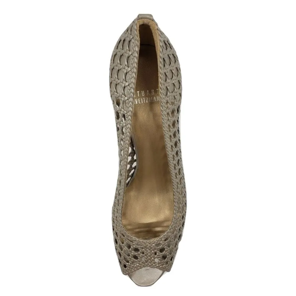 Stuart Weitzman Womens Plainweave Gypsum Leather Pump