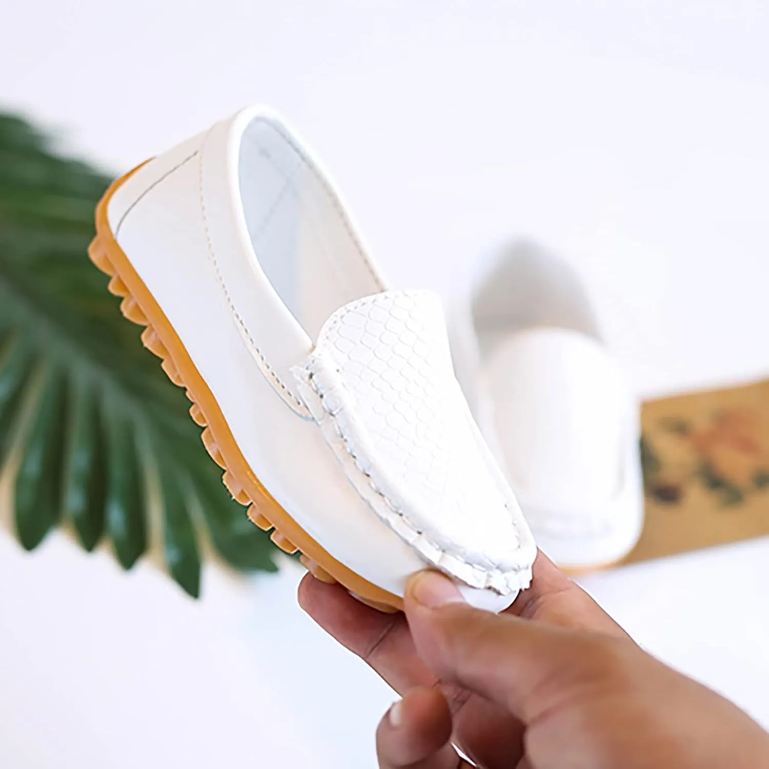 Toddler Boys Little Girls Loafers Soft Slip On Flat Casual Shoes Boat Shoes Casual Shoes Rubber Leather Shoes