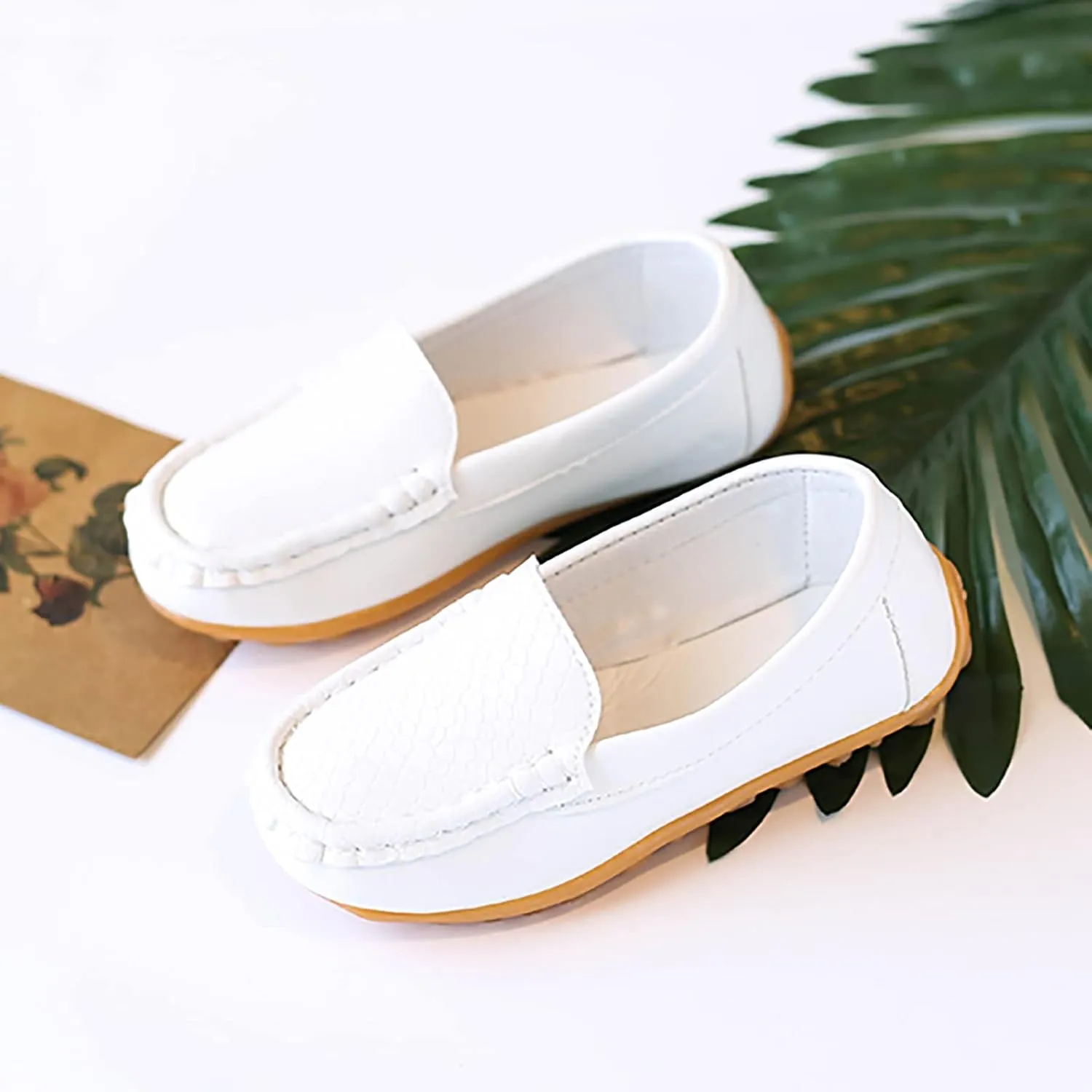 Toddler Boys Little Girls Loafers Soft Slip On Flat Casual Shoes Boat Shoes Casual Shoes Rubber Leather Shoes