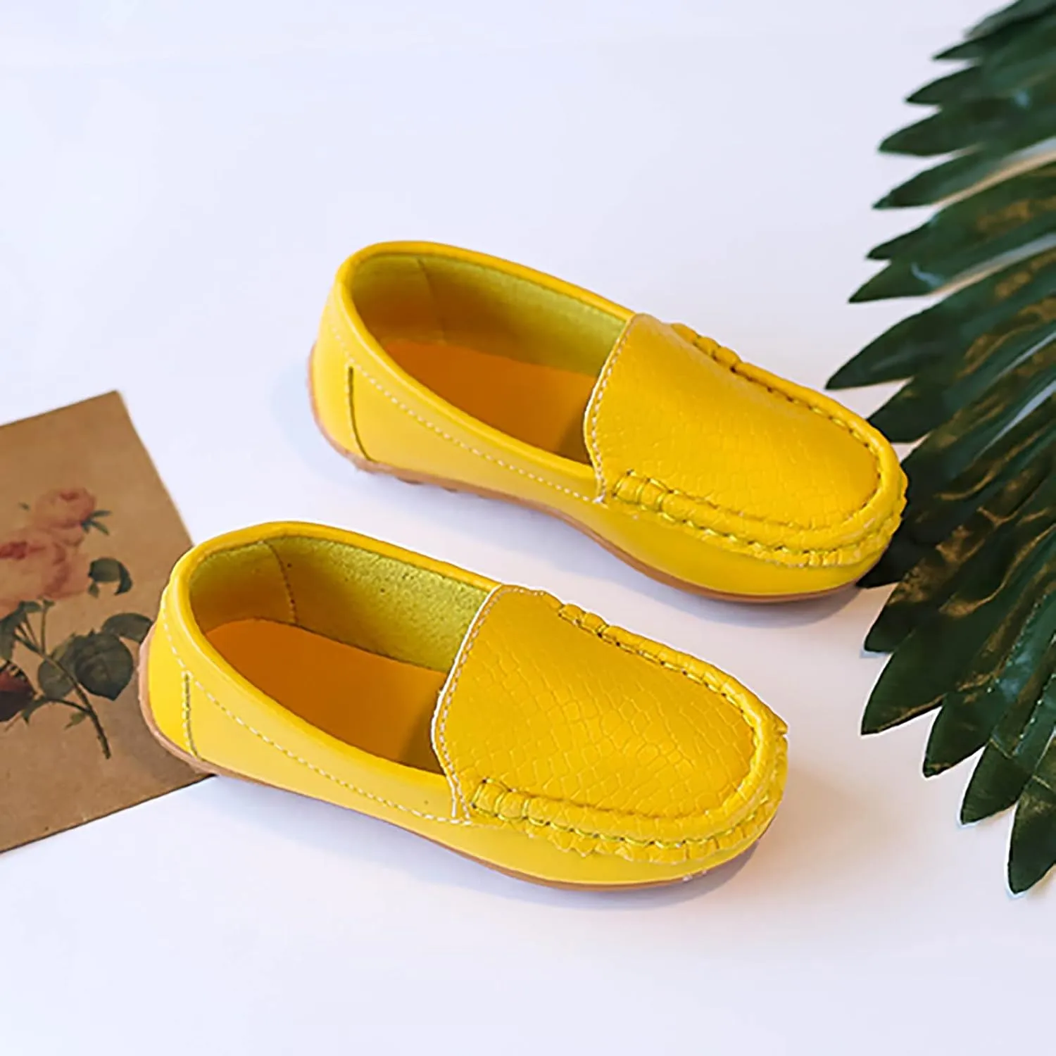 Toddler Boys Little Girls Loafers Soft Slip On Flat Casual Shoes Boat Shoes Casual Shoes Rubber Leather Shoes