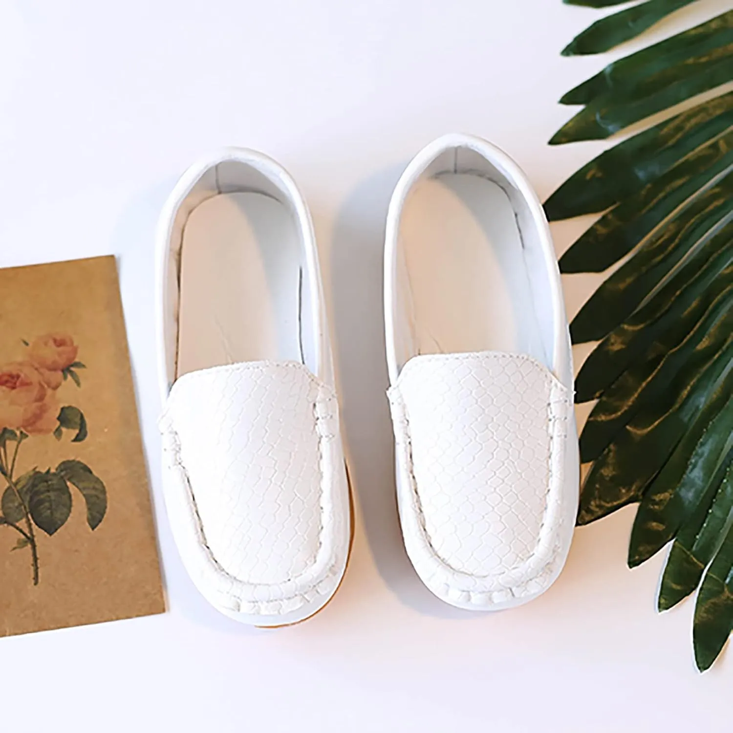 Toddler Boys Little Girls Loafers Soft Slip On Flat Casual Shoes Boat Shoes Casual Shoes Rubber Leather Shoes