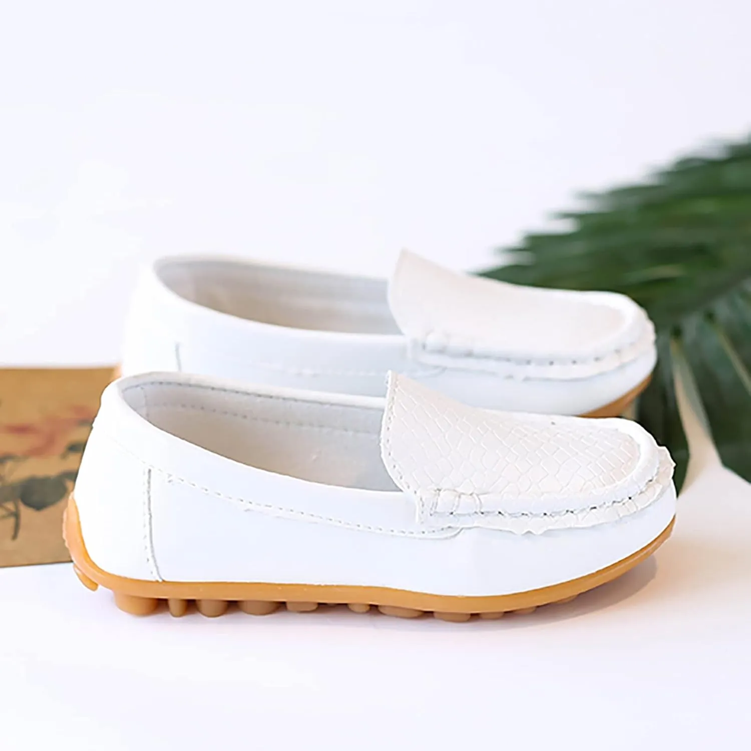 Toddler Boys Little Girls Loafers Soft Slip On Flat Casual Shoes Boat Shoes Casual Shoes Rubber Leather Shoes